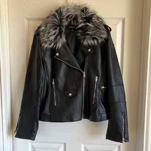 Members Only Faux Leather Bomber Jacket